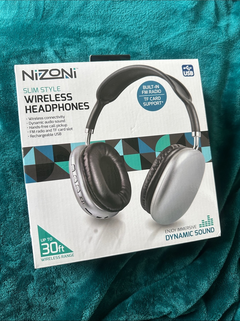 NIZONI Slim Style Wireless Headphones - Silver & Black